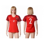 Women Portugal #2 B.Alves Home Soccer Country Jersey