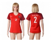 Women Portugal #2 B.Alves Home Soccer Country Jersey