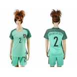 Women Portugal #2 Bruno Alves Away Soccer Country Jersey