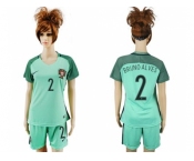 Women Portugal #2 Bruno Alves Away Soccer Country Jersey