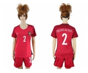 Women Portugal #2 Bruno Alves Home Soccer Country Jersey