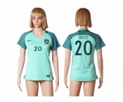 Women Portugal #20 Deco Away Soccer Country Jersey