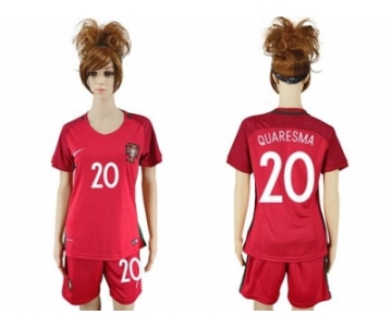 Women Portugal #20 Quaresma Home Soccer Country Jersey