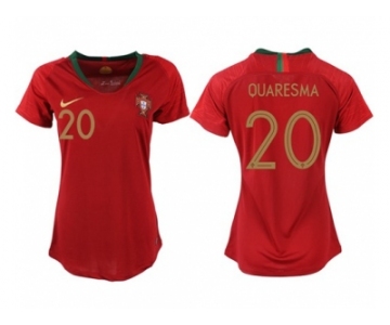 Women Portugal #20 Quaresma Home Soccer Country Jerseys