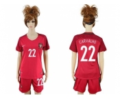 Women Portugal #22 Carvalho Home Soccer Country Jersey