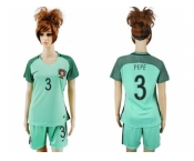 Women Portugal #3 Pepe Away Soccer Country Jersey