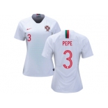 Women Portugal #3 Pepe Away Soccer Country Jerseys