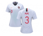 Women Portugal #3 Pepe Away Soccer Country Jerseys