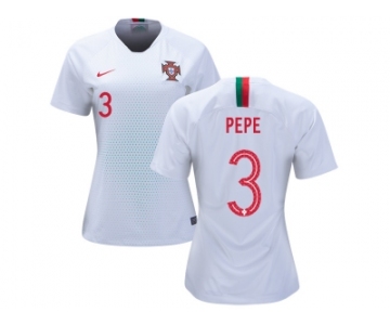 Women Portugal #3 Pepe Away Soccer Country Jerseys