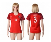 Women Portugal #3 Pepe Home Soccer Country Jersey1