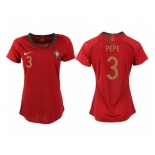 Women Portugal #3 Pepe Home Soccer Country Jersey