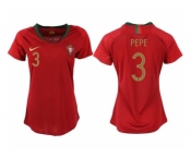 Women Portugal #3 Pepe Home Soccer Country Jersey