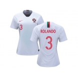 Women Portugal #3 Rolando Away Soccer Country Jersey