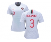 Women Portugal #3 Rolando Away Soccer Country Jersey