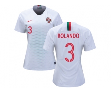 Women Portugal #3 Rolando Away Soccer Country Jersey