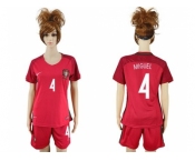 Women Portugal #4 Miguel Home Soccer Country Jersey