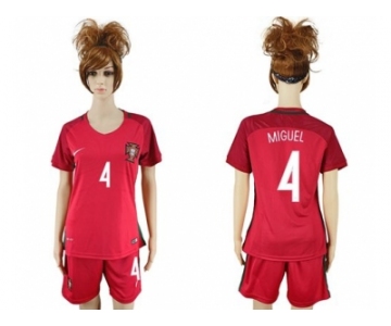 Women Portugal #4 Miguel Home Soccer Country Jersey