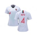 Women Portugal #4 Neto Away Soccer Country Jersey