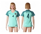 Women Portugal #4 Veloso Away Soccer Country Jersey