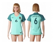 Women Portugal #6 Carvalho Away Soccer Country Jersey1