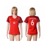 Women Portugal #6 Carvalho Home Soccer Country Jersey1