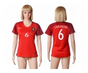 Women Portugal #6 Carvalho Home Soccer Country Jersey1