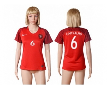 Women Portugal #6 Carvalho Home Soccer Country Jersey1