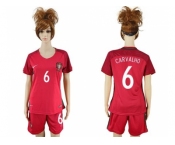 Women Portugal #6 Carvalho Home Soccer Country Jersey