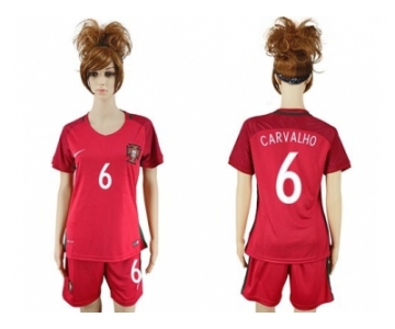 Women Portugal #6 Carvalho Home Soccer Country Jersey