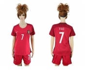 Women Portugal #7 Figo Home Soccer Country Jersey