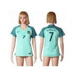 Women Portugal #7 Ronaldo Away Soccer Country Jersey1