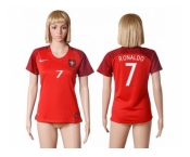 Women Portugal #7 Ronaldo Home Soccer Country Jersey1