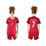 Women Portugal #7 Ronaldo Home Soccer Country Jersey