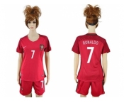 Women Portugal #7 Ronaldo Home Soccer Country Jersey