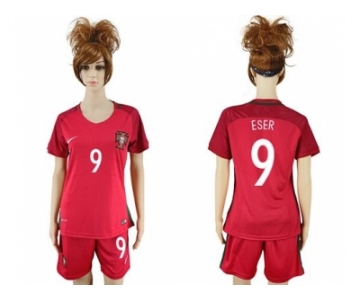 Women Portugal #9 Eser Home Soccer Country Jersey