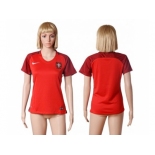 Women Portugal Blank Home Soccer Country Jersey1