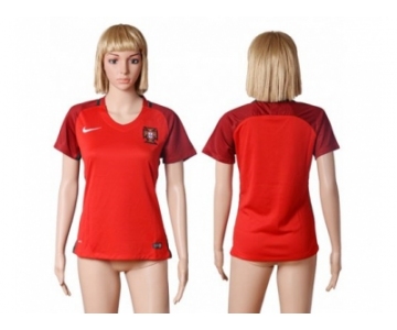 Women Portugal Blank Home Soccer Country Jersey1