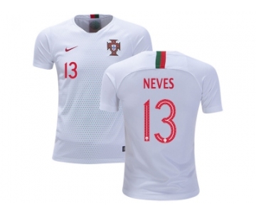 Portugal #13 Neves Away Kid Soccer Country Jersey