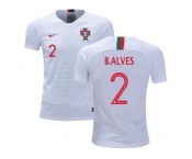 Portugal #2 B.Alves Away Kid Soccer Country Jersey