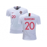 Portugal #20 Quaresma Away Kid Soccer Country Jersey