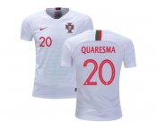 Portugal #20 Quaresma Away Kid Soccer Country Jersey