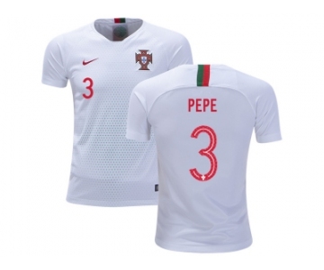 Portugal #3 Pepe Away Kid Soccer Country Jersey