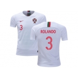 Portugal #3 Rolando Away Kid Soccer Country Jersey