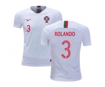 Portugal #3 Rolando Away Kid Soccer Country Jersey