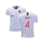 Portugal #4 Neto Away Kid Soccer Country Jersey