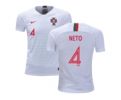 Portugal #4 Neto Away Kid Soccer Country Jersey