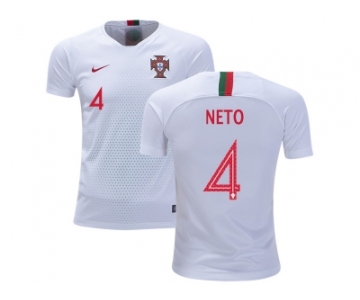 Portugal #4 Neto Away Kid Soccer Country Jersey