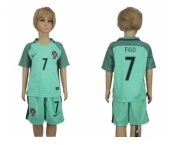 Portugal #7 Figo Away Kid Soccer Country Jersey