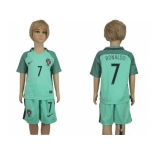 Portugal #7 Ronaldo Away Kid Soccer Country Jersey1