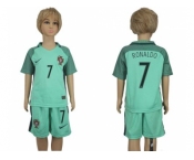 Portugal #7 Ronaldo Away Kid Soccer Country Jersey1